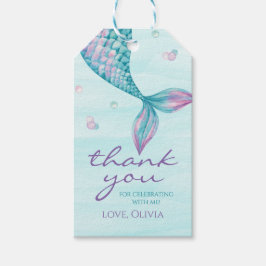 Mermaid Tail onder het Zee Verjaardag gunst Gift L Cadeaulabel