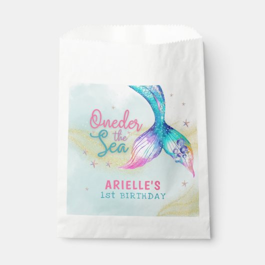 Mermaid Tail Onder the sea 1st birthday Bedankzakje (Voorkant)