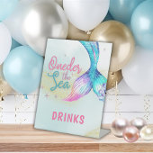 Mermaid Tail Onder the sea 1st birthday Drinks Reclamebord Met Voetstuk