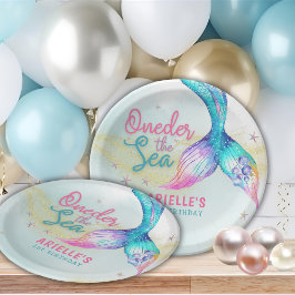 Mermaid Tail Onder the sea 1st birthday Papieren Bordje