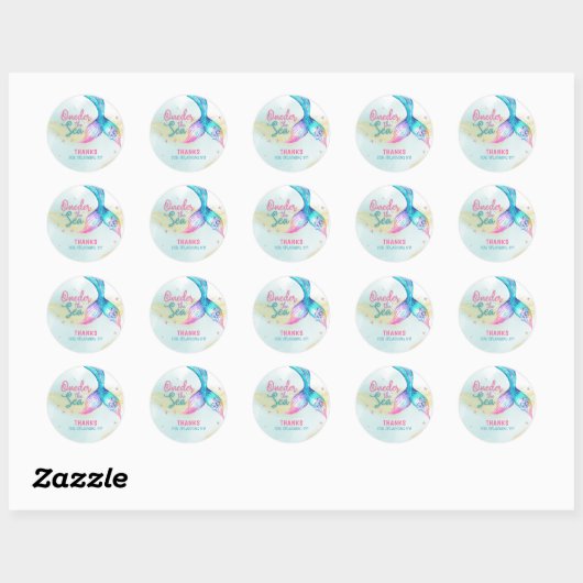 Mermaid Tail Onder the sea 1st birthday Ronde Sticker (Vel)