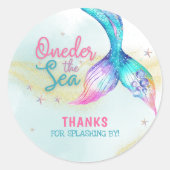 Mermaid Tail Onder the sea 1st birthday Ronde Sticker (Voorkant)