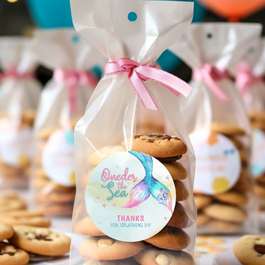 Mermaid Tail Onder the sea 1st birthday Ronde Sticker