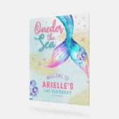 Mermaid Tail Onder the sea 1st birthday Welcome Acryl Bord (Hoek)