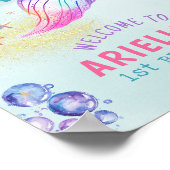 Mermaid Tail Onder the sea 1st birthday Welcome Poster (Hoek)