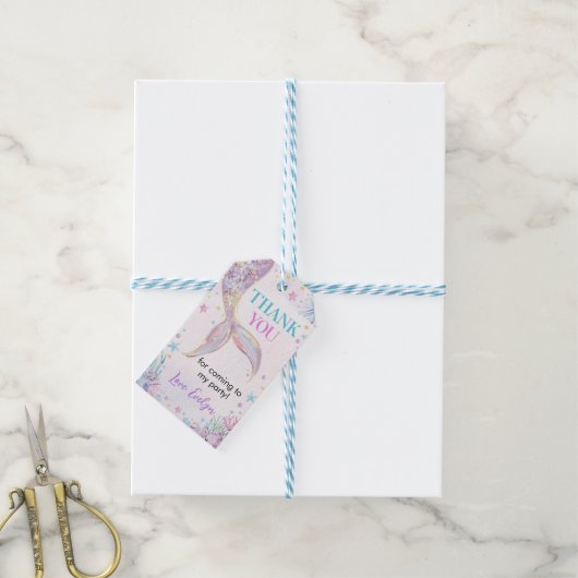 Mermaid Tail onder Zee Birthday Dank je wel Cadeaulabel (Met Touw)