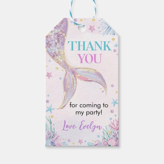 Mermaid Tail onder Zee Birthday Dank je wel Cadeaulabel (Voorkant)