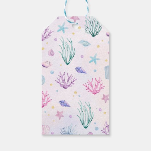 Mermaid Tail onder Zee Birthday Dank je wel Cadeaulabel (Achterkant)