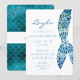 Mermaid Tail onder Zee Girl Birthday Kaart