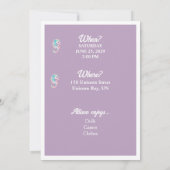 Mermaid Tail Purple Girly Birthday Invitation Kaart (Achterkant)