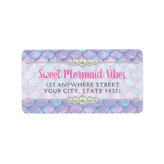 Mermaid Tail Scale & Pearl Pastel Sparkle Boutique Etiket (Voorkant)