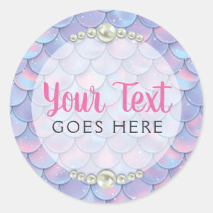 Mermaid Tail Scale & Pearl Pastel Sparkle Boutique Ronde Sticker