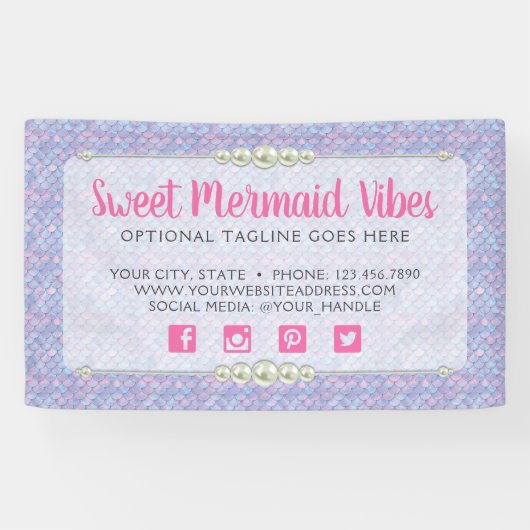 Mermaid Tail Scale & Pearl Pastel Sparkle Boutique Spandoek (Horizontaal)