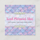 Mermaid Tail Scale & Pearl Pastel Sparkle Boutique Vierkante Visitekaartje (Voorkant)
