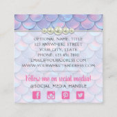 Mermaid Tail Scale & Pearl Pastel Sparkle Boutique Vierkante Visitekaartje (Achterkant)