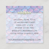 Mermaid Tail Scale & Pearl Pastel Sparkle Boutique Vierkante Visitekaartje (Achterkant)