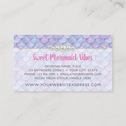 Mermaid Tail Scale & Pearl Pastel Sparkle Boutique Visitekaartje (Achterkant)