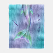Mermaid Tail Sparkles Monogram Fleece Deken (Voorkant)