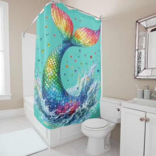 "Mermaid Tail Splash" Douchegordijn (In situ)