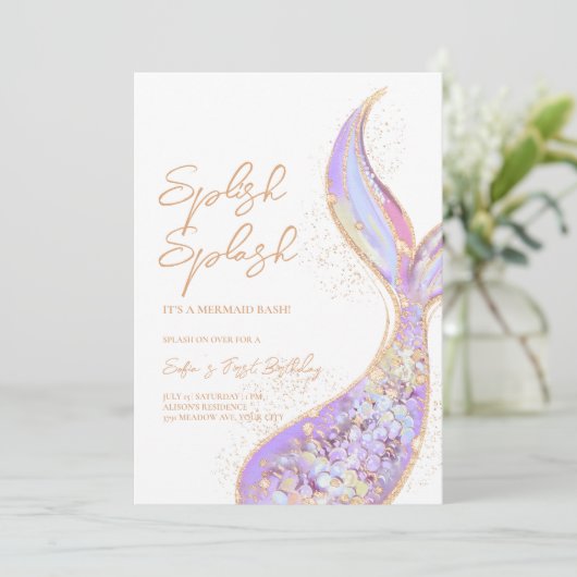 Mermaid Tail Splish Splash Verjaardag Kaart (Staand voorkant)