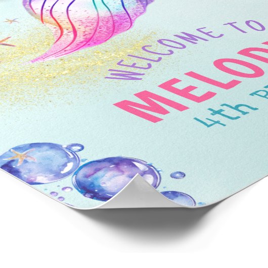 Mermaid Tail Splish Splash verjaardag Welkom Poster (Hoek)