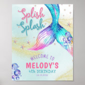 Mermaid Tail Splish Splash verjaardag Welkom Poster (Voorkant)