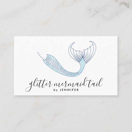 Mermaid Tail Teal handtekening Visitekaartje (Voorkant)