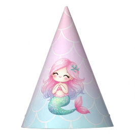 Mermaid Tail Teal Pink Girly Birthday Feesthoedjes