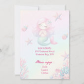 Mermaid Tail Teal Pink Girly Birthday Invitation Kaart (Achterkant)