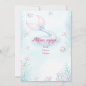 Mermaid Tail Teal Pink Girly Birthday Invitation Kaart (Achterkant)