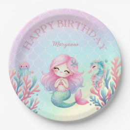 Mermaid Tail Teal Pink Girly Birthday Party Papieren Bordje