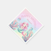 Mermaid Tail Teal Pink Girly Birthday Party Servet (Hoek)