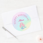 Mermaid Tail Teal Pink Girly Birthday Ronde Sticker (Envelop)