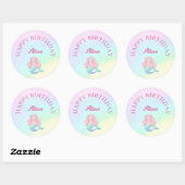 Mermaid Tail Teal Pink Girly Birthday Ronde Sticker (Vel)