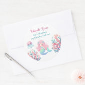 Mermaid Tail Teal Pink Girly Birthday Ronde Sticker (Envelop)