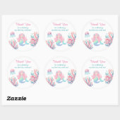 Mermaid Tail Teal Pink Girly Birthday Ronde Sticker (Vel)