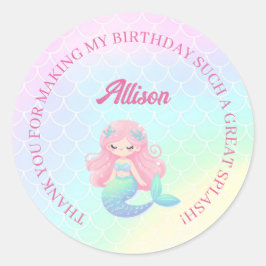 Mermaid Tail Teal Pink Girly Birthday Ronde Sticker