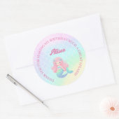 Mermaid Tail Teal Pink Girly Birthday Ronde Sticker (Envelop)