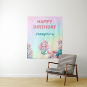 Mermaid Tail Teal Pink Girly Birthday Wandkleed (In situ)