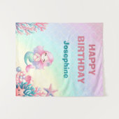 Mermaid Tail Teal Pink Girly Birthday Wandkleed (Voorkant (horizontaal))
