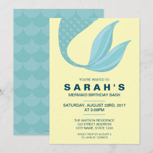 Mermaid Tail   Uitnodiging voor Mermaid Birthday