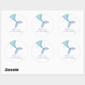 Mermaid Tail Under the Sea Birthday Ronde Sticker (Vel)