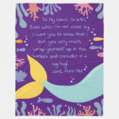 Mermaid Tail Underwater Scene Reef en Fish Letter Fleece Deken (Voorkant)