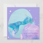 Mermaid Tail Verjaardagsuitnodiging, Onder het Zee (Voorkant)