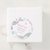 Mermaid Tail Vierde Verjaardag Feestronde Bedankjes Labels (In situ)