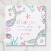 Mermaid Tail Vierde Verjaardag Party Square Bedankjes Labels (Voorkant)