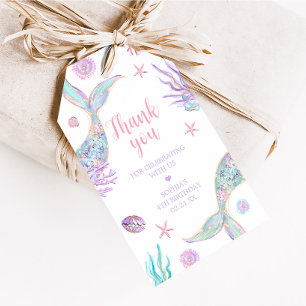 Mermaid Tail Vierde verjaardagsfeest voorkeurstags Cadeaulabel