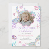 Mermaid Tail Vierde verjaardagsfeestje Kaart (Voorkant)