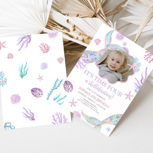 Mermaid Tail Vierde verjaardagsfeestje Kaart
