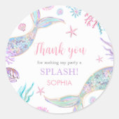 Mermaid Tail Vierde verjaardagsfeestje Ronde Sticker (Voorkant)